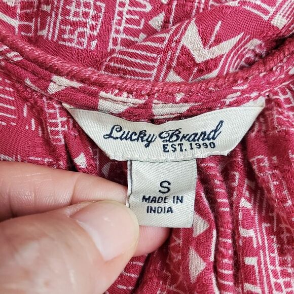 Lucky Brand Geo Print Tank Top Red Size Small - Picture 3 of 8